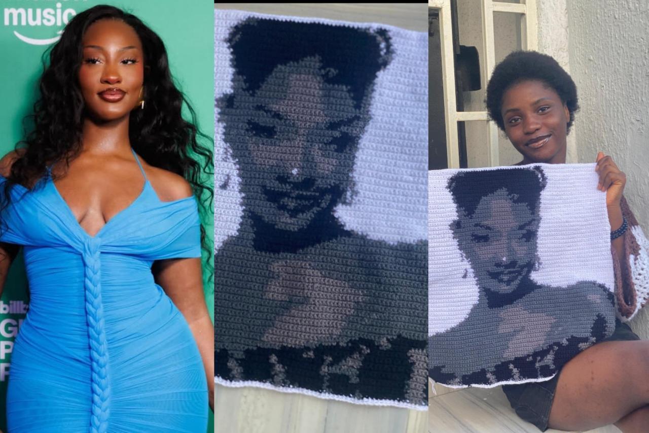 Tems surprised fan who made crochet portrait of her with N3 million Tems surprised fan who made crochet portrait of her with N3 million