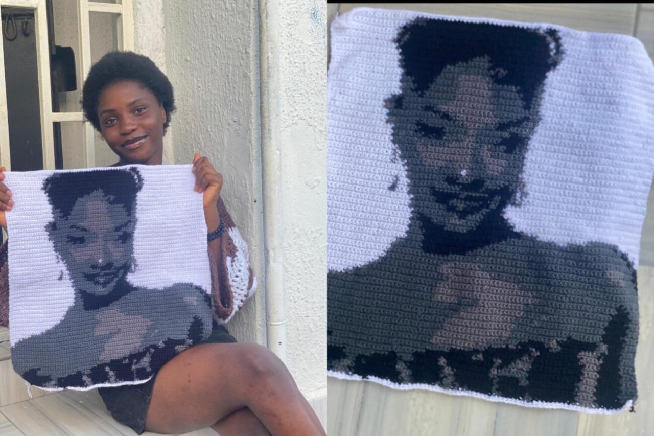 Tems surprised fan who made crochet portrait of her with N3 million Tems surprised fan who made crochet portrait of her with N3 million